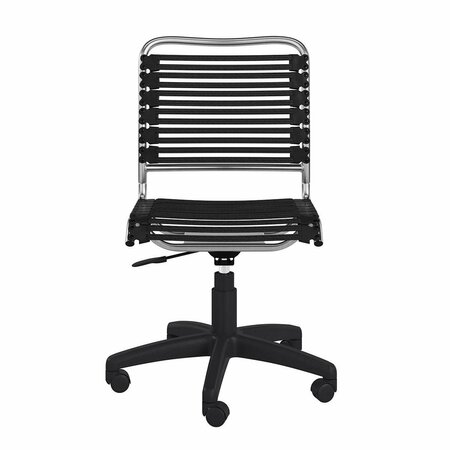 HOMEROOTS 37 in. Flat Bungee Cord Low Back Office Chair Black & Chrome 400779